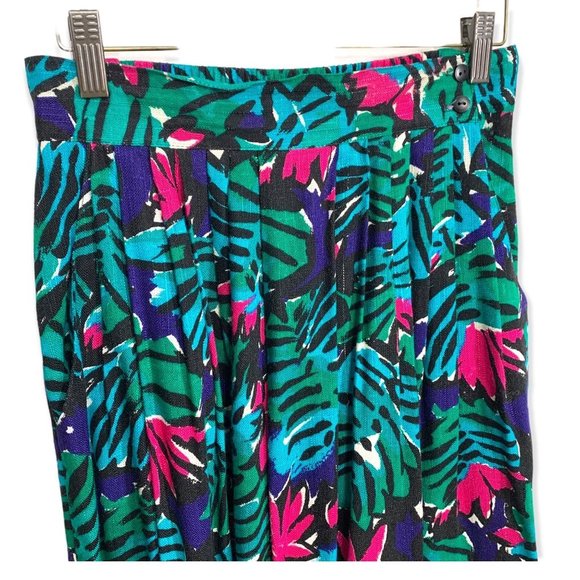 Vintage 90s Abstract Jungle Floral Print Skirt Set Medium - Picture 4 of 14